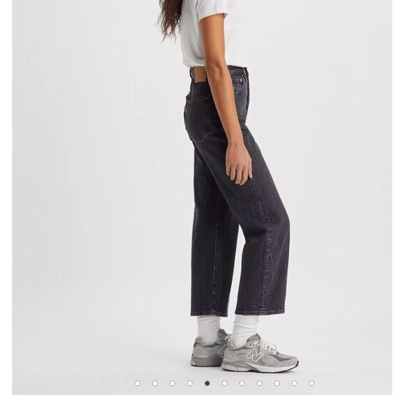 Levi’s Ribcage High Rise Distressed Black Ankle Straight Jeans 28 - Picture 10 of 13